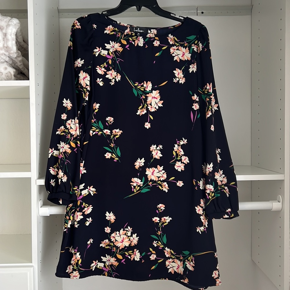 Long sleeved floral shirt dress